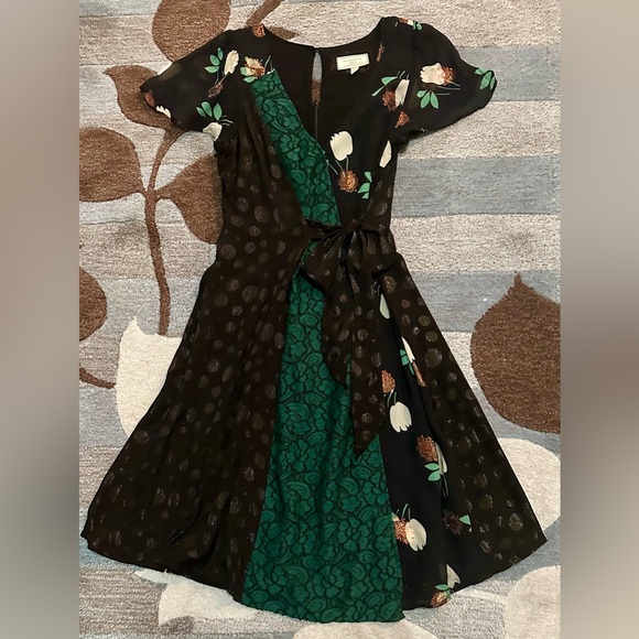 Anthropologie Moulinette Soeurs Mixed Media Ciao Bella Faux Wrap Dress - Picture 3 of 11